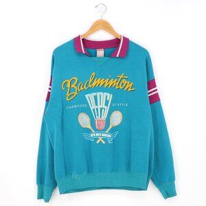 VINTAGE PEPSI Badminton Champions of Style Collared Sweatshirt Blue Size M